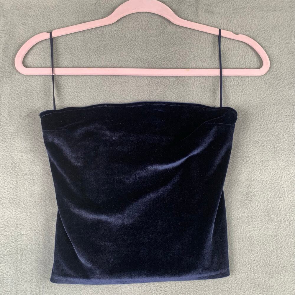Abercrombie & Fitch Navy Blue Velvet Tube Top XS Y2K Party Clubwear